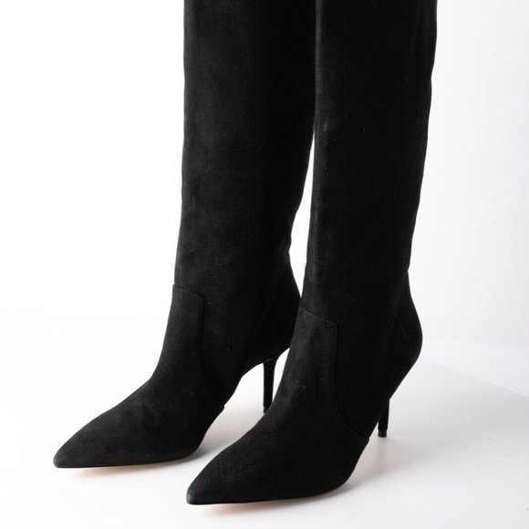 Zara Shoes - Zara Womens Black Suede Knee High Heeled Boots 10